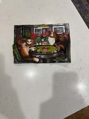 Vintage Cats Playing Poker 3D Resin Wall Art Plaque Relief Listing